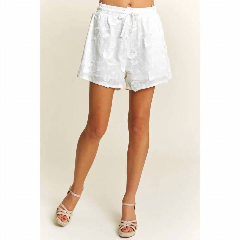 NEW SWEET GENERIS 3d floral embroidery shorts in white